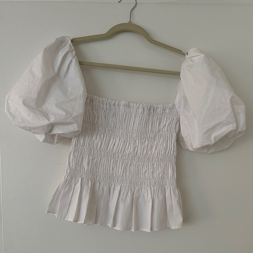 Astr the label white puff sleeve top